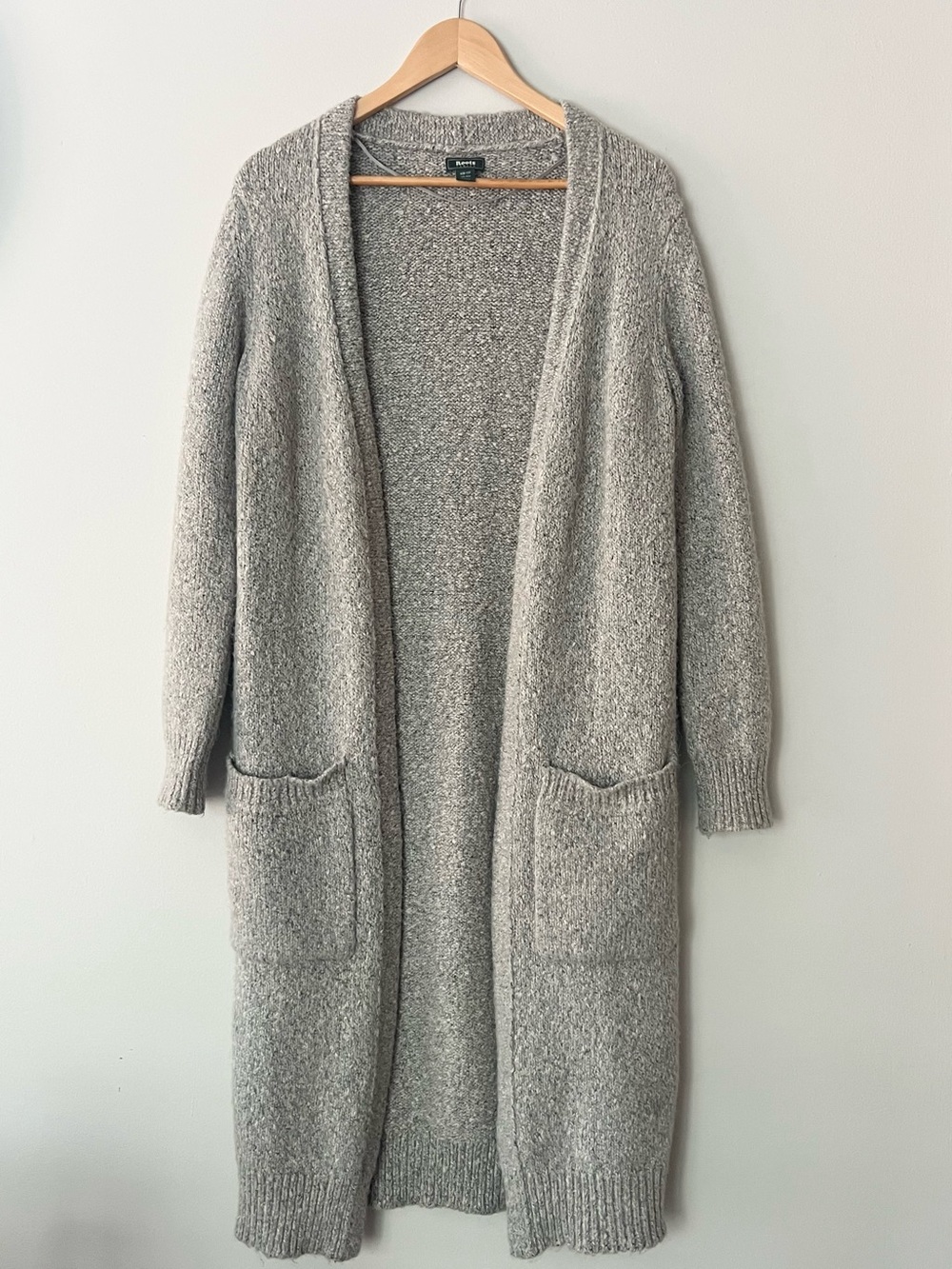 Roots Alpaca Blend Longline Open Front Cardigan Grey XS
